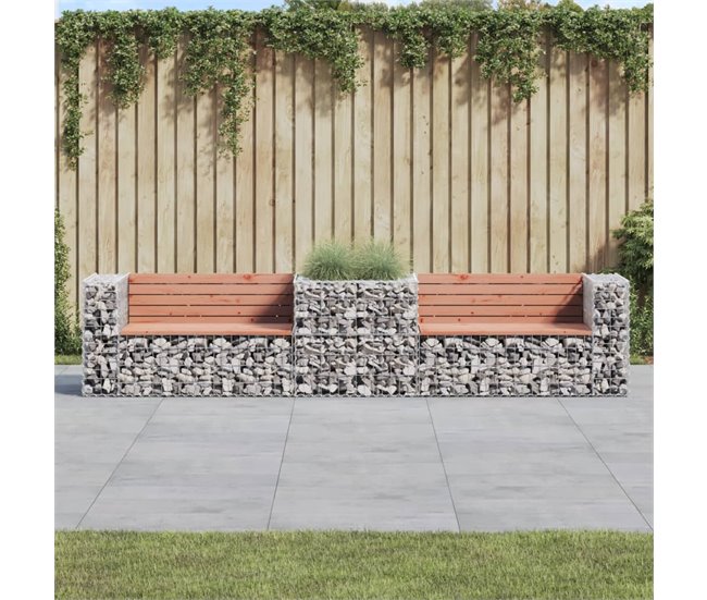 Banco De Jardín Con Cesta De Gaviones 314x71 Madera