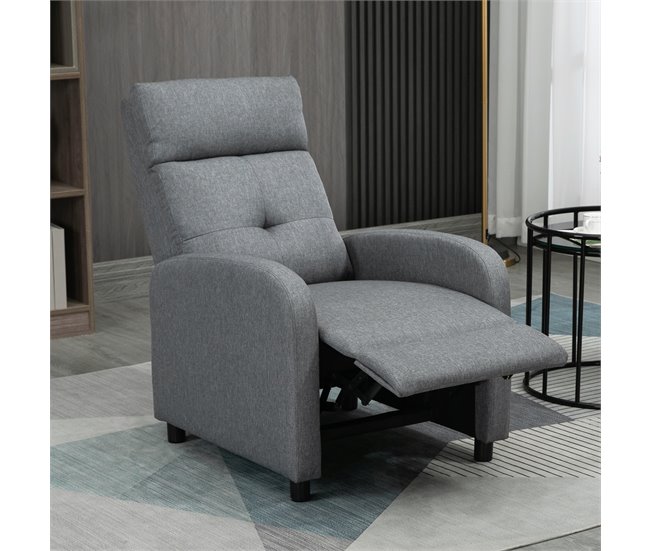 Sillón Relax Reclinable Poliéster, Espuma, Tablero Multicapa Gris