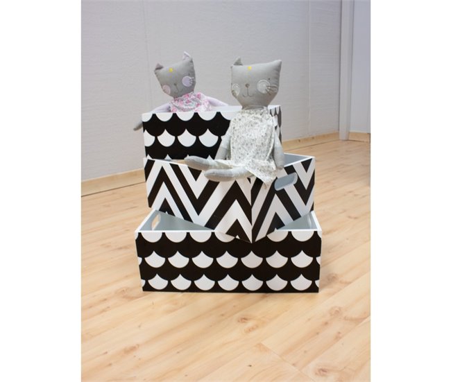 Cajas Set de 3 Blanco/ Negro