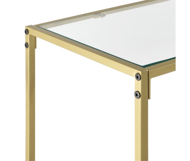 Mesa Consola Alajärvi en acero con tablero de vidrio 100 Dorado