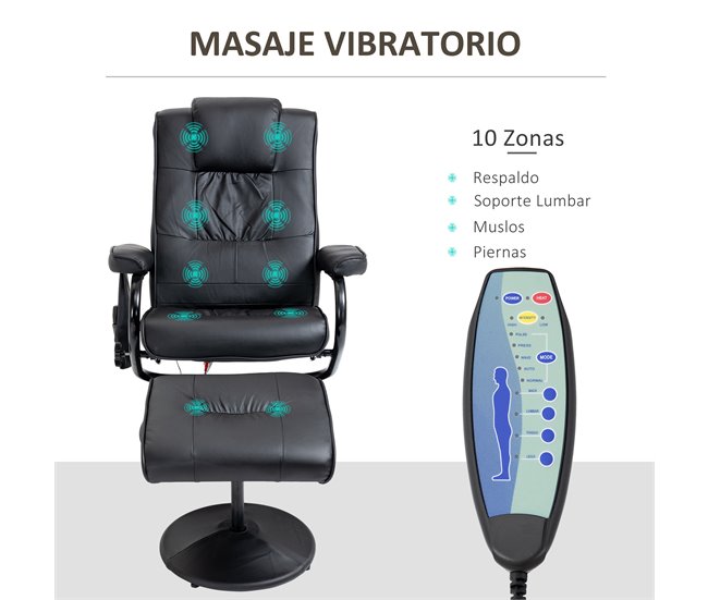 Sillón de Masaje Eléctrico PU y Acero HOMCOM Crudo