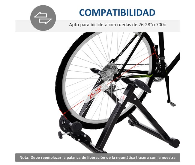 Rodillo Entrenamiento Bicicleta Acero HOMCOM Negro