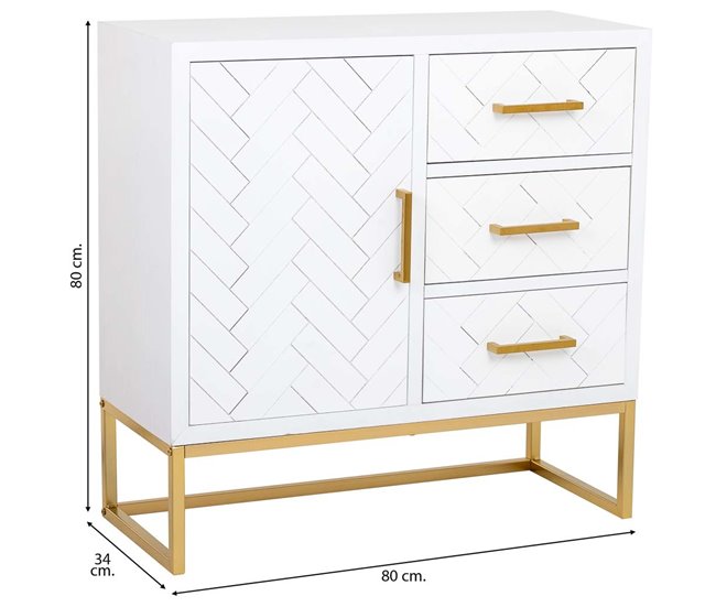 Aparador de madera y metal Blanco