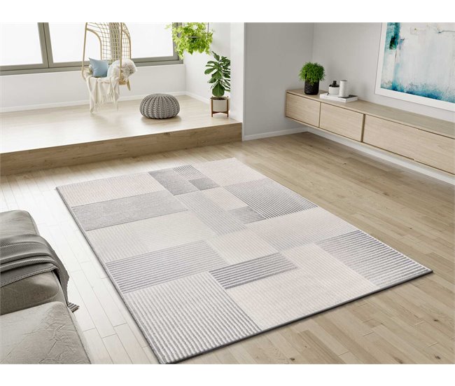 Alfombra geométrica con relieve BARESA - ATTICGO 133x190 Gris