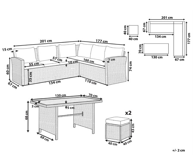 Beliani Conjunto de jardín BARDI Blanco