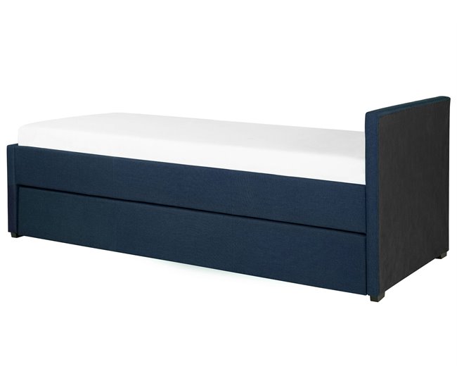 Beliani Cama con somier Poliéster MARMANDE 86x214 Azul Marino
