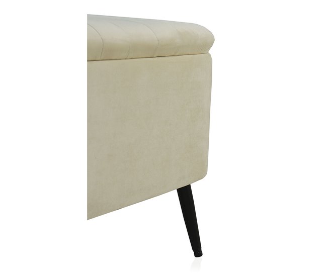 Taburete tapizado en terciopelo con patas de metal Beige
