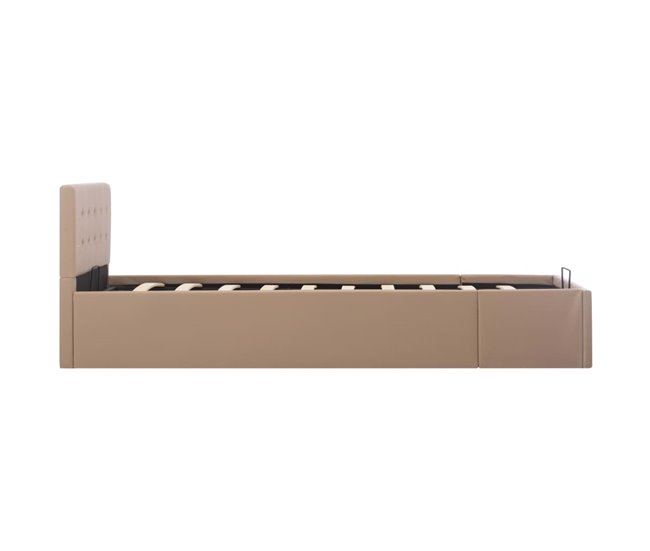 Cama canapé hidráulica cuero sintético 100x200 Marron
