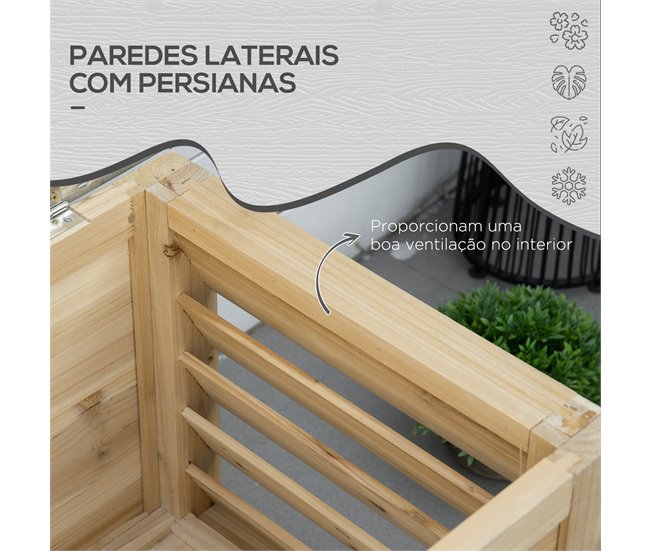 Baúl de Almacenaje Madera de Abeto, Metal Galvanizado Outsunny Marron