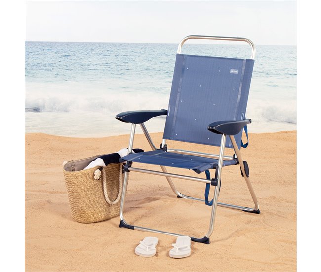 Aktive Silla plegable de playa con 4 posiciones Azul