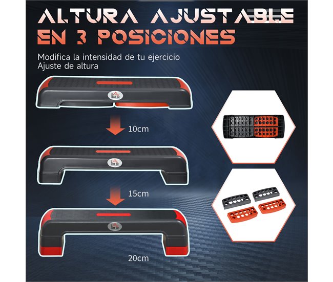 Step de Aeróbic PP HOMCOM, deportes y ocio - fitness Rojo