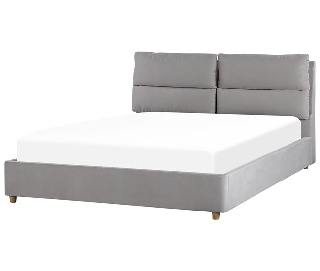 Beliani Cama con somier Terciopelo BATILLY 174x224 Gris