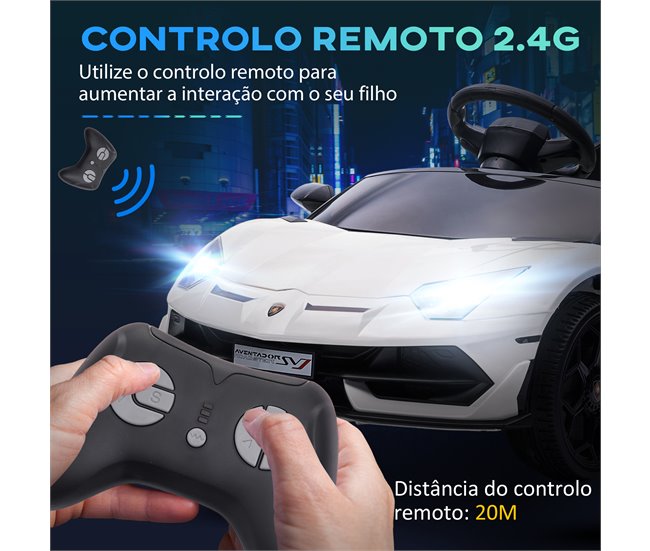 Coche Eléctrico Infantil PP, Metal HOMCOM Blanco