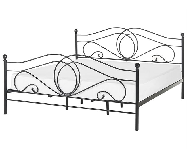 Beliani Cama Acero LYRA 182x209 Negro