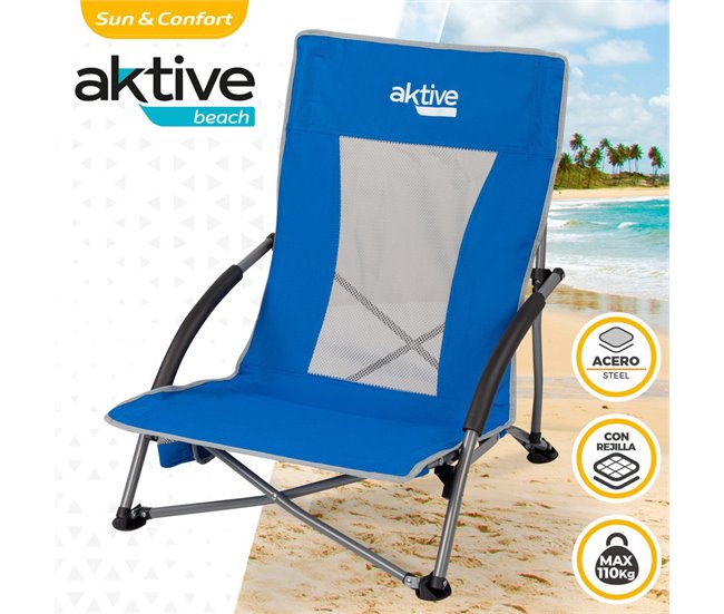 Silla plegable de tela para playa Aktive Azul