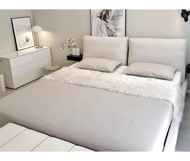 Beliani Cama con somier Chenilla MELLE 195x240 Beige