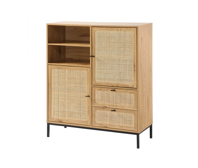 Aparador Alto con Fachadas de Ratán Madera