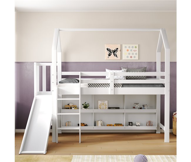Cama alta para niños Blanco