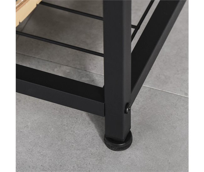 Perchero de Pie con Zapatero Melamina de Madera, Metal HOMCOM Negro