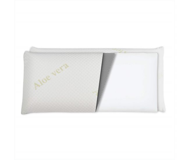 Almohada Viscoelástica Funda Aloe Vera Blanco Veta