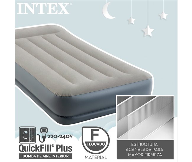 Colchón hinchable individual INTEX Dura-Beam Standard Pillow Rest Mid-Rise Gris