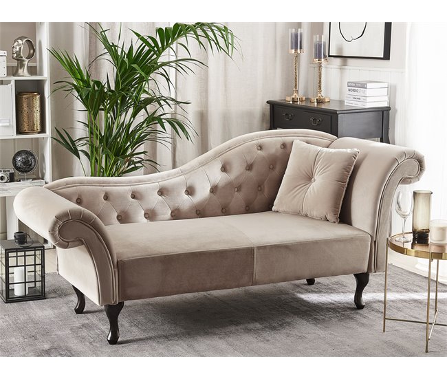 Beliani Chaise longue derecho Terciopelo LATTES Beige