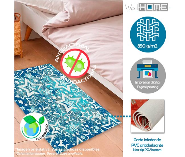 Alfombra De 100 X 150Cm 150x100 Azul