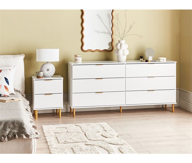 Beliani Mesita de noche WALPOLE 41 Blanco