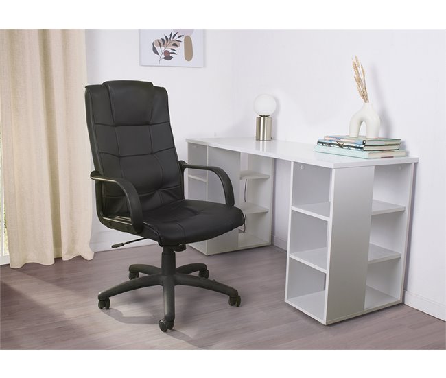 Silla de escritorio DAN de piel sintética negra Negro