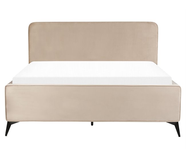 Beliani Cama con somier Terciopelo VALOGNES 172x220 Beige
