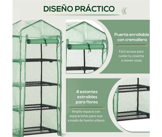 Invernadero de Jardín Acero, PE Outsunny Verde