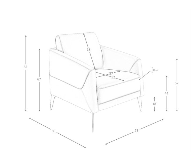 ANGEL CERDÁ Sillón moderno de piel Gris Oscuro