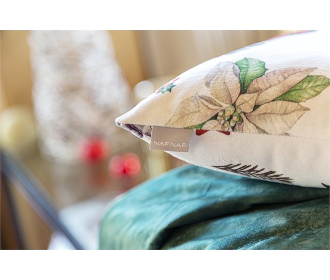 FUNDA DE COJIN DE TERCIOPELO DE NAVIDAD RIBBON Blanco