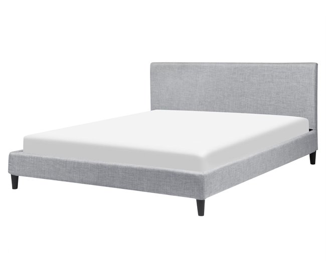 Beliani Cama LED Poliéster FITOU 170x214 Gris Claro