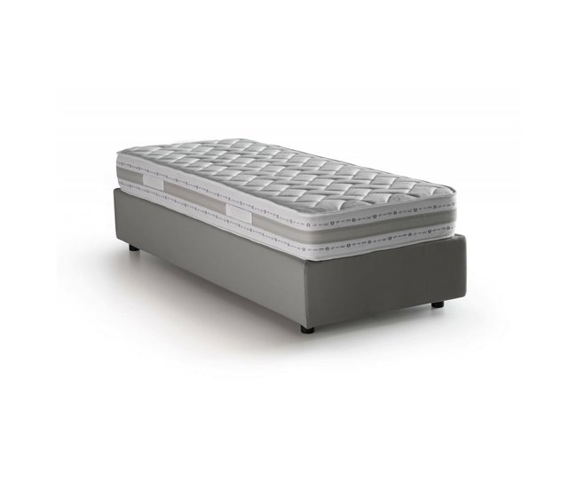 Cama individual en tela Gris