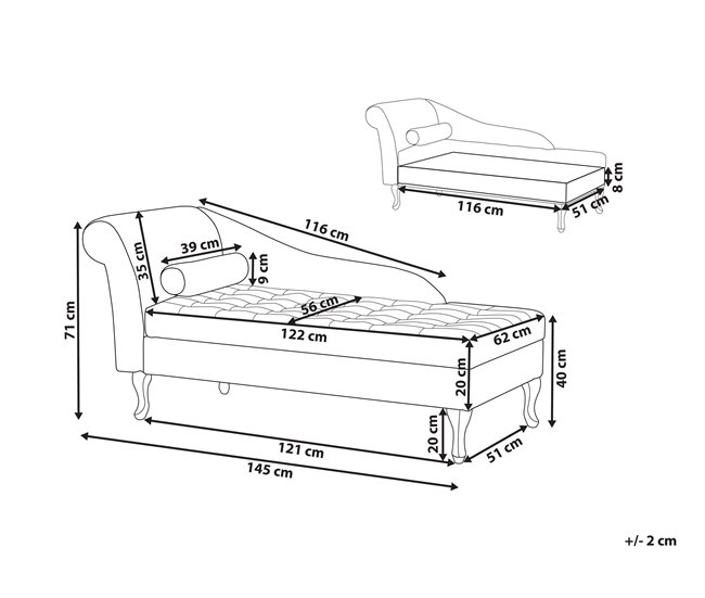 Beliani Chaise longue Terciopelo PESSAC Azul/ Verde
