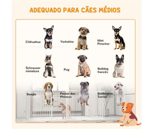 Parque para Perros Acero, Plástico PawHut Blanco