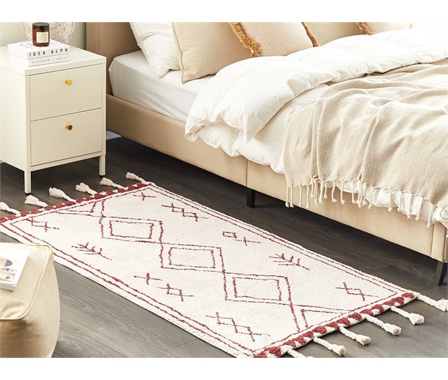 Beliani Alfombra de pelo corto KENITRA Blanco/ Beige