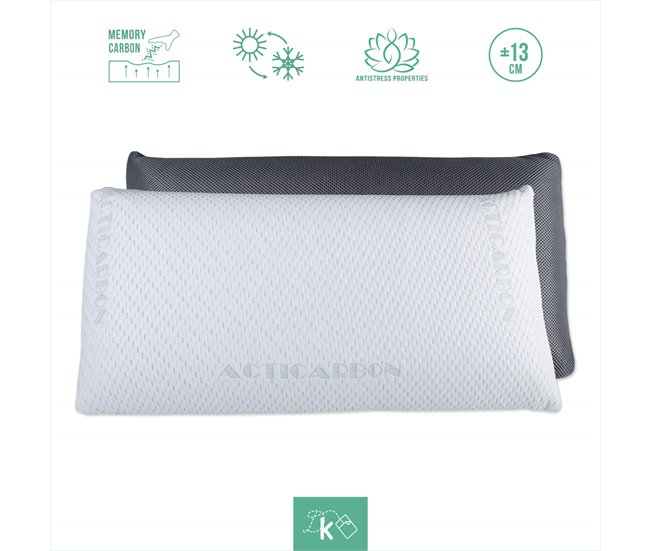 Almohada viscoelástica Carbono Activo (Pack 2 uds) Antiestrés 34x75 Blanco