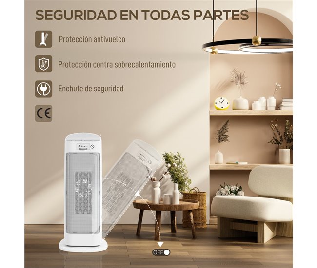 Calefactor Eléctrico ABS, PA HOMCOM, hogar - climatización Blanco