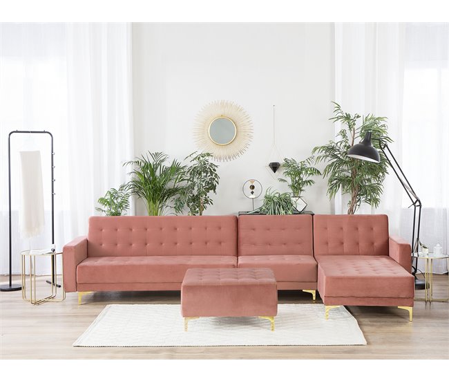 Beliani Sofá modular Terciopelo ABERDEEN Rosa