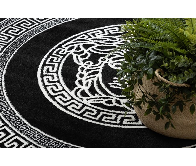 Alfombra HAMPTON Medusa círculo medusa griego 140x140 Negro