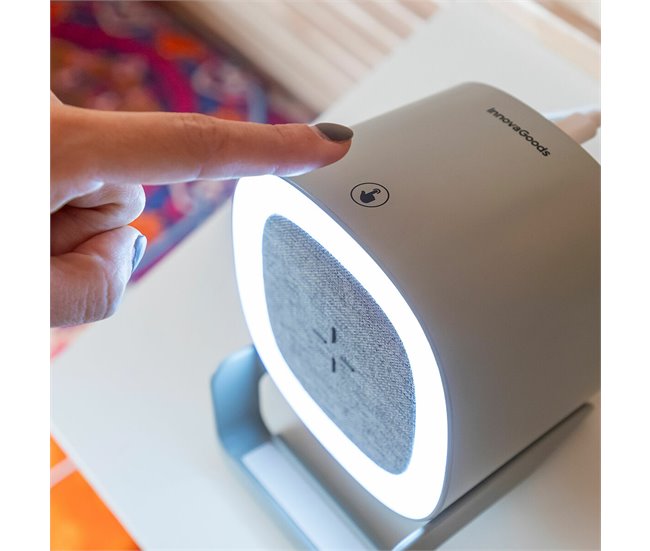 Altavoz Cargador Inalámbrico con LED Gris