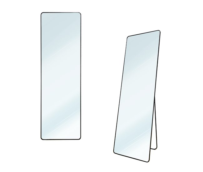 Espejo de Pie Metal Square Edge Max con Soporte 50x5 Negro
