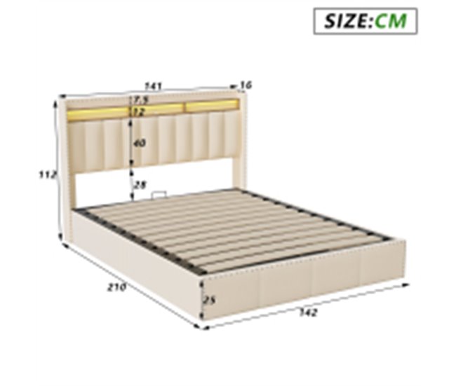 Estructura de cama 142x210 Beige