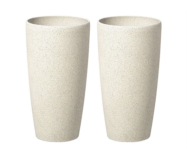 Beliani Conjunto de 2 macetas ABDERA Beige
