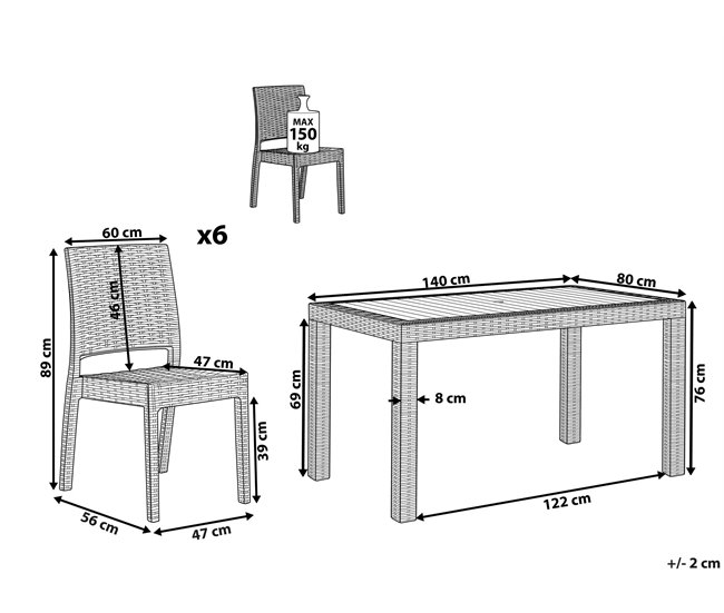 Beliani Conjunto de comedor FOSSANO Blanco