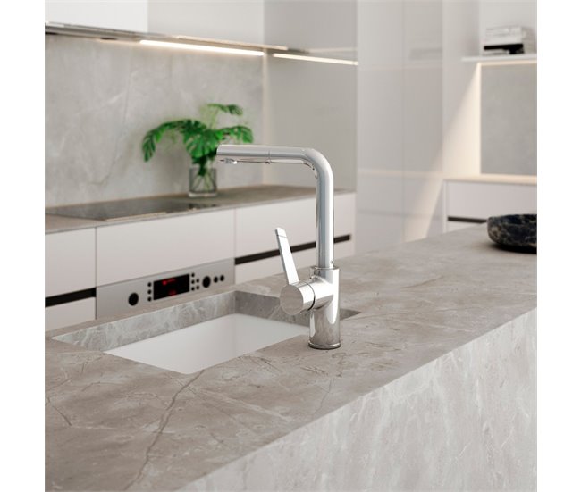 Grifo de Fregadero de Cocina Monomando Caño extraíble Horizontal Cromo