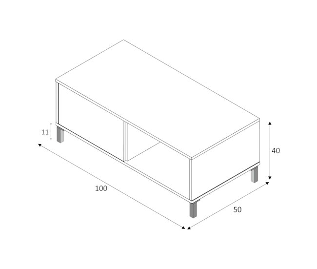 Mesa de café efecto madera 100x50 Blanco/ Madera