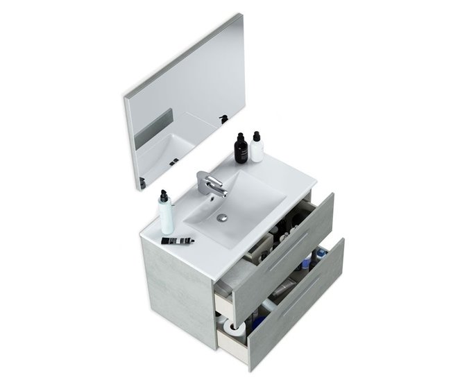 Mueble de baño Aruba 2 cajones + espejo Gris